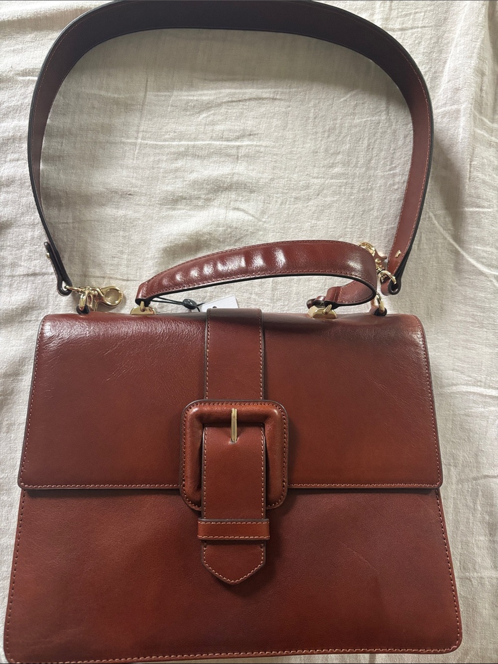 Brahmin Chestnut Brown Leather Top-Handle Briefcase Medium “Francine” cognac - Picture 2 of 8
